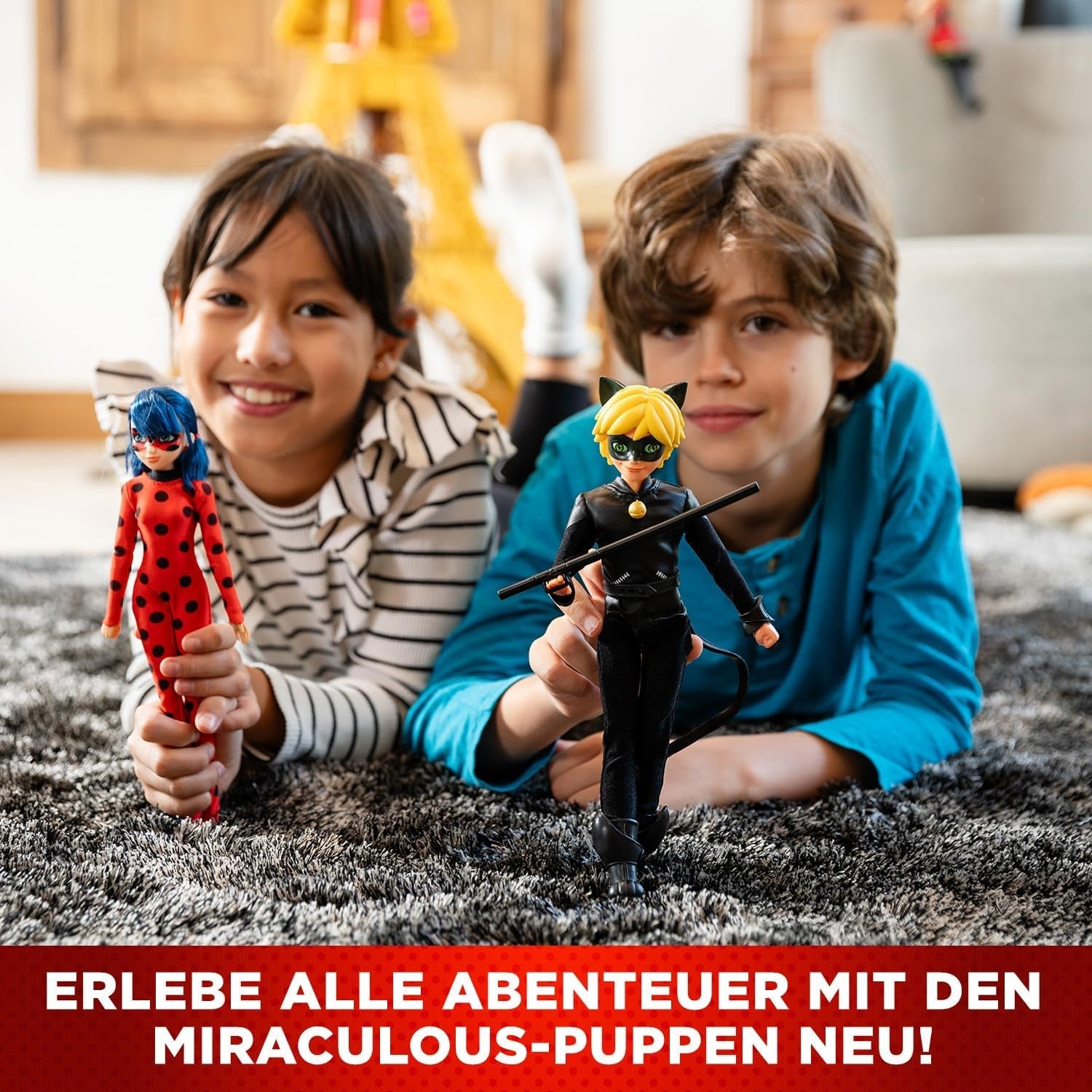 BANDAI – Miraculous Ladybug – 26 cm große Schaufensterpuppe – Motan Noir – offiziell lizenzierte Miraculous – bewegliche Motan Noir-Puppe – Spielzeug für Kinder ab 4 Jahren – P50002