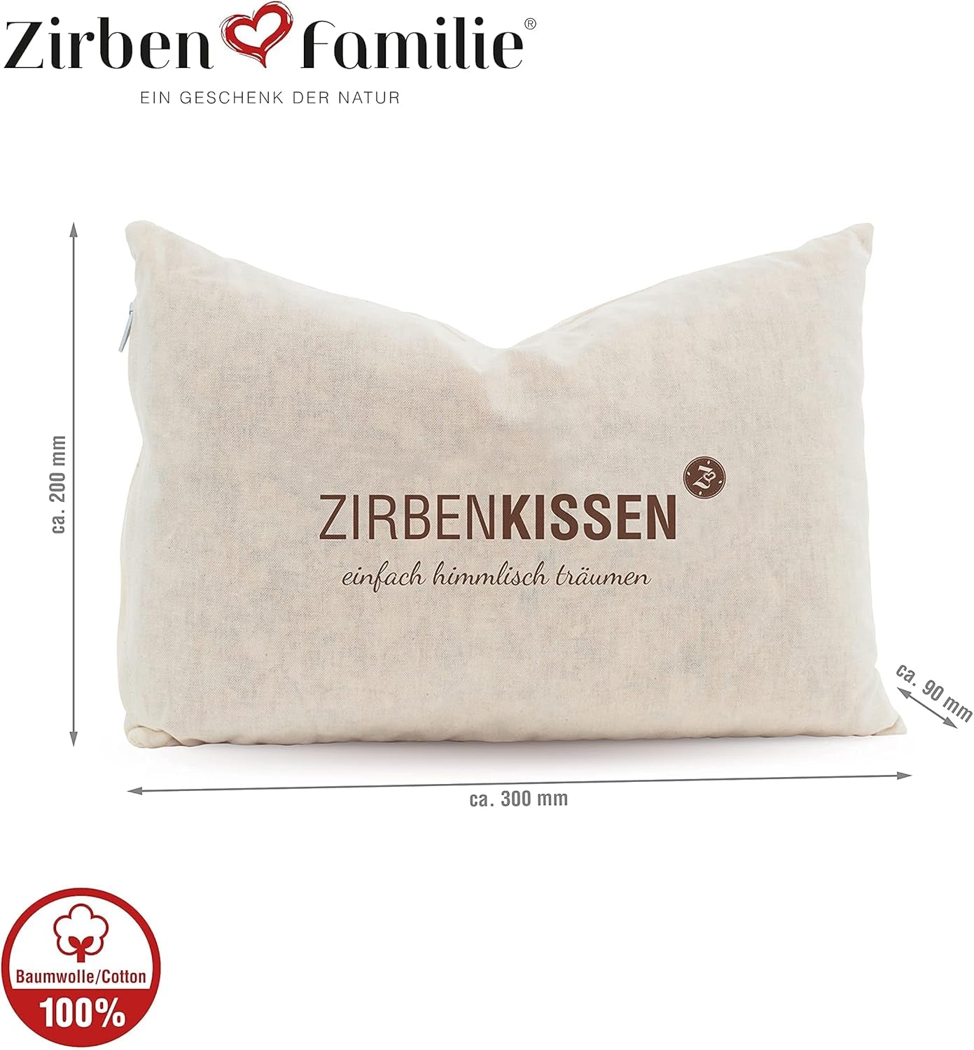 Swiss stone pine family Swiss stone pine pillow Simply heavenly dreaming 30X20 cm, wood, natural, 1 piece (1 pack) Naty Shop standard pillows