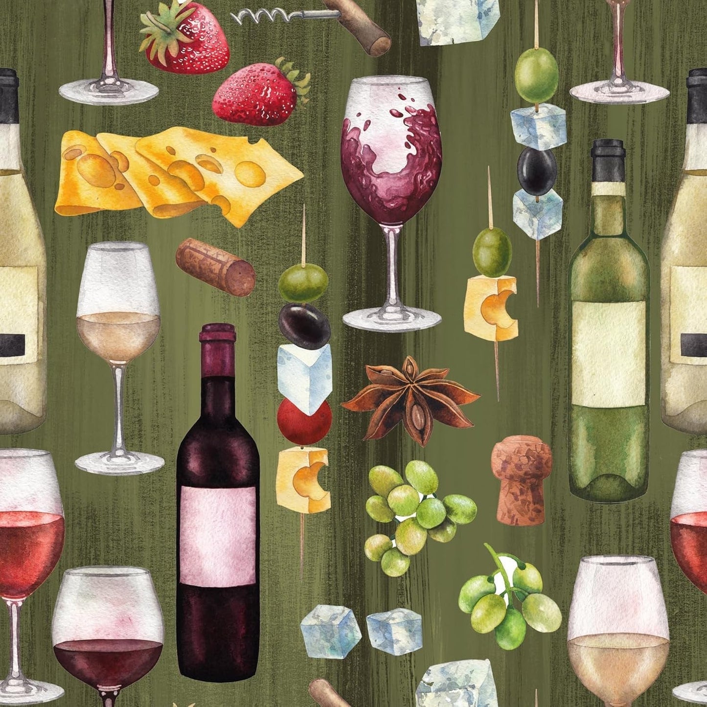 Tiflair Cheese & Wine Lunch-Servietten, 3 Lagen, 20 Stück, Fromage, Vino, Wine Night, für Decoupage, 33 x 33 cm