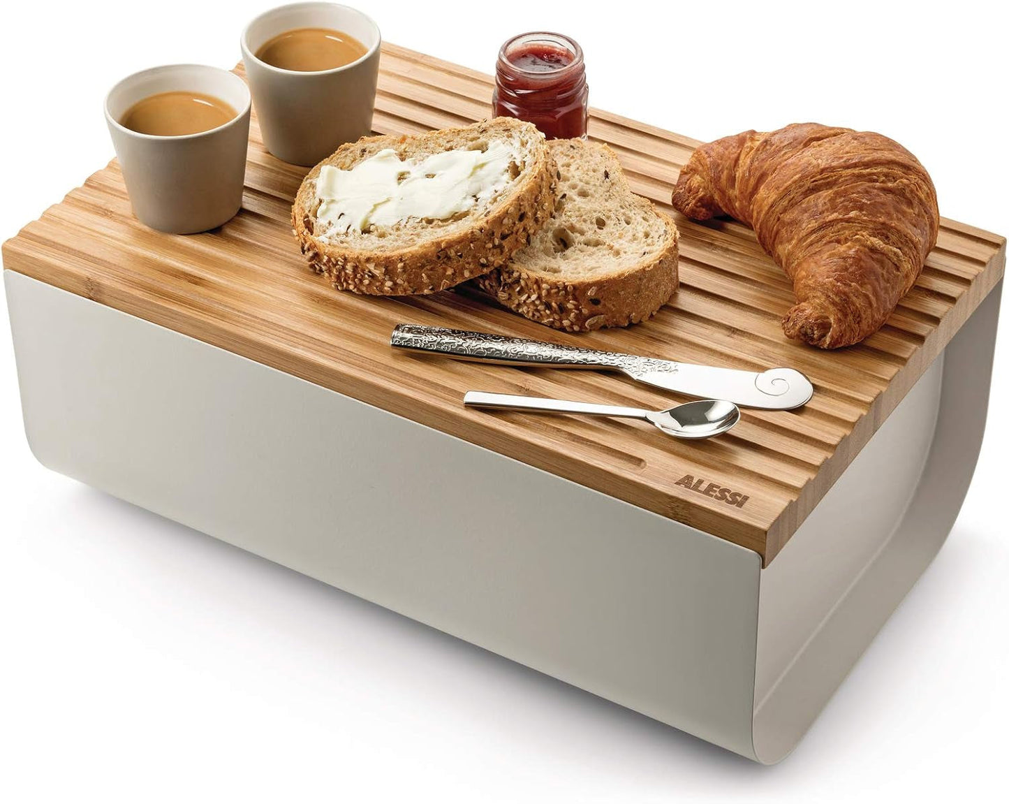 Alessi Mattina BG03 R – Brotkorb aus Edelstahl mit Epoxidharz und Bambusholz, rot. Aufbewahrungsboxen für Lebensmittel von Naty Shop