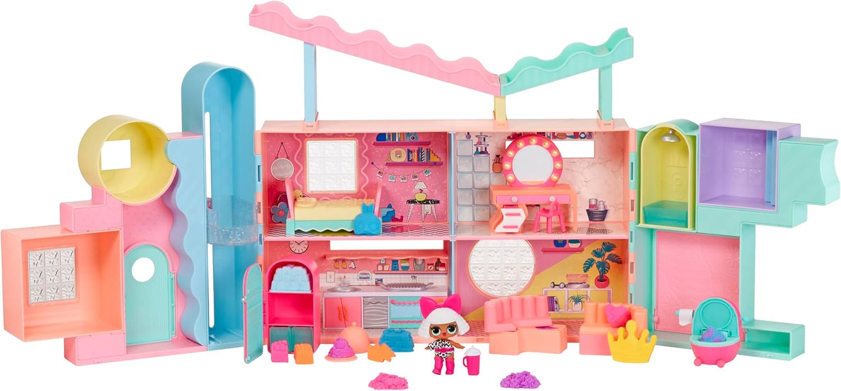 LOL Überraschung! Magisches Haus mit Squish-Sand und Diva-Sammelpuppe – Spielset mit Sammelpuppe, Squish-Sand, Überraschungen und Zubehör – ideal für Mädchen ab 4 Jahren