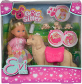 Simba 105733072 – Evi Love Hundesitter mit Hund und drei Welpen, Zubehör, Modepuppe, 12 cm, für Kinder ab 3 Jahren