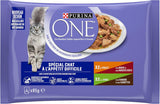 Purina One - Spezialfutter in Sauce Rind/Huhn/Ente und Turkeyhn für Katzen mit Appetit, 340 g