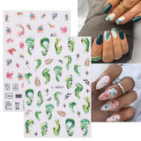 JMEOWIO Nagelsticker Marmor Französische Spitze 10 Blatt Nail Art Sticker Selbstklebend Nagelaufkleber Bunt Dekoration Nageldesign Zubehör
