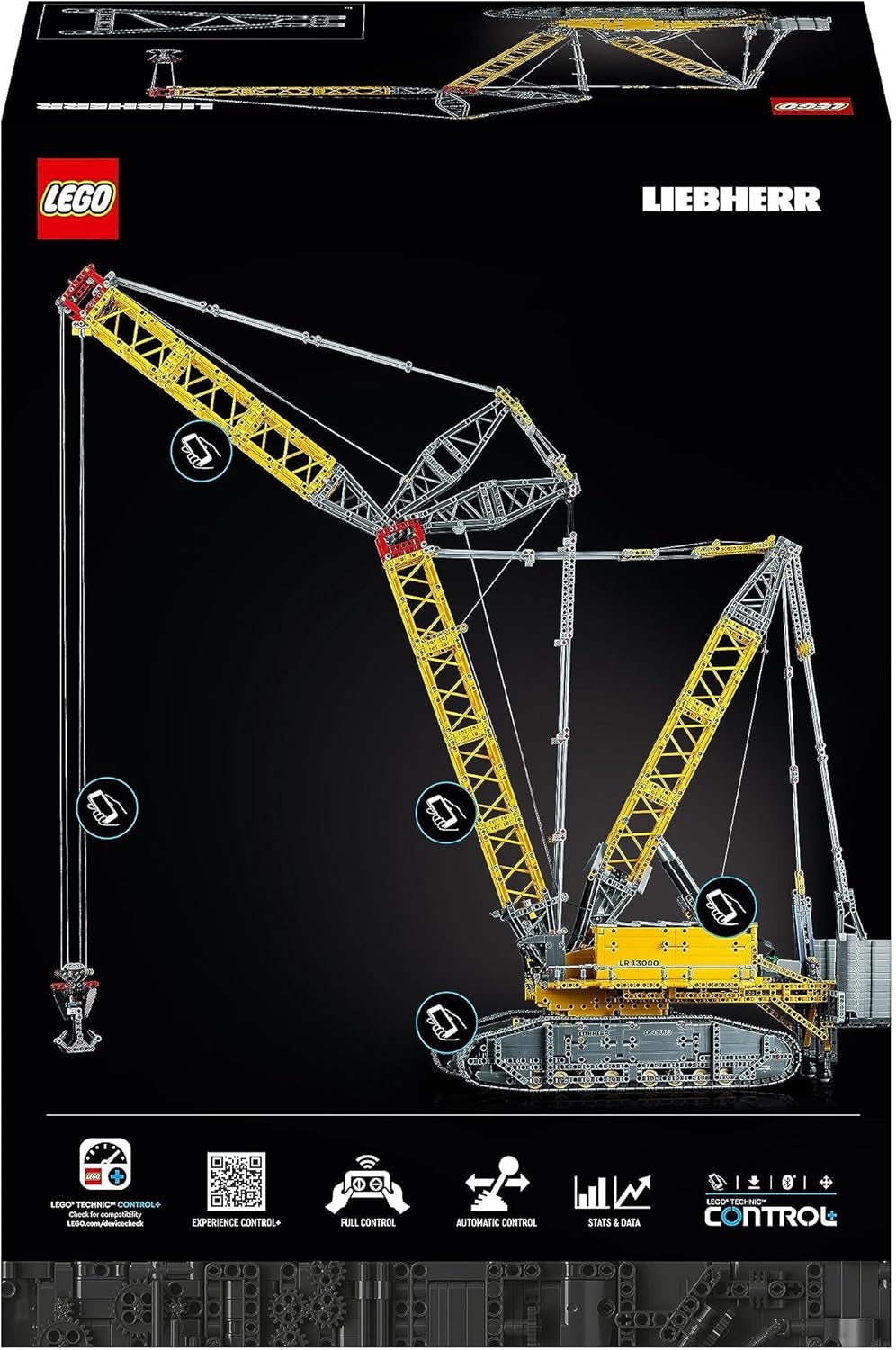 LEGO Technic Liebherr LR 13000 Raupenkran-Set, Bauen Sie das beste ferngesteuerte Baufahrzeugmodell mit Control+ App, Kran mit Windensystem und Hubarm, großer Modellbausatz für Erwachsene 42146 Besuchen Sie den LEGO-Store Bausets