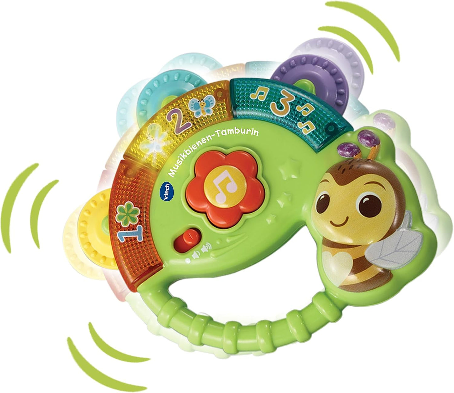Vtech Baby Musical Bee Tambourine – Musikspielzeug mit Zahlen, lustigen Geräuschen, Sätzen und Liedern – Für Kinder im Alter von 3–36 Monaten. Babyspielzeug Naty Shop