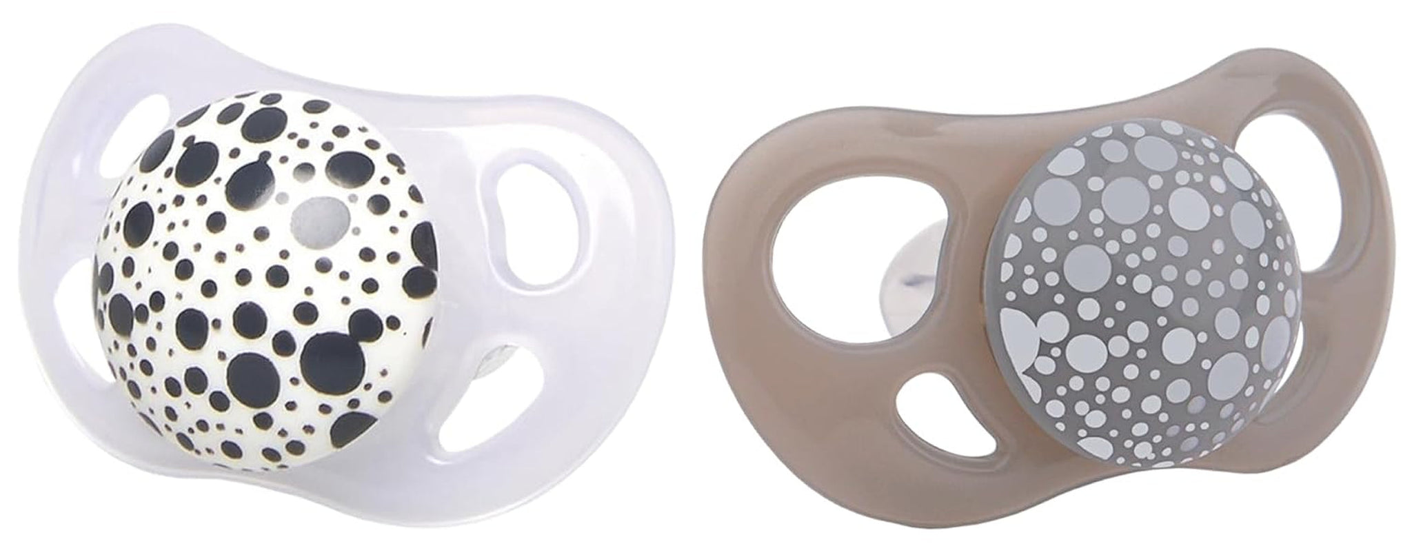 Twistshake Baby-Schnuller – 2er-Pack | Kieferorthopädische Form | Ultraleicht | Weicher Silikonsauger | BPA-frei | Geeignet für Babys ab 6 Monaten | Grauweiß