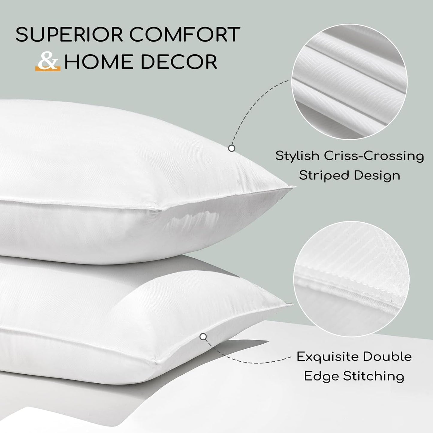 HARBOREST Schlafkissen, 2 Stück, luxuriöser Plüsch, alternatives Kissen, gut für Seiten- und Rückenschläfer, Hotel-Kollektion, Kissen, Standard-/Queen-Size-Größe, 50,8 x 66 cm, Naty Shop Standard-Kissen