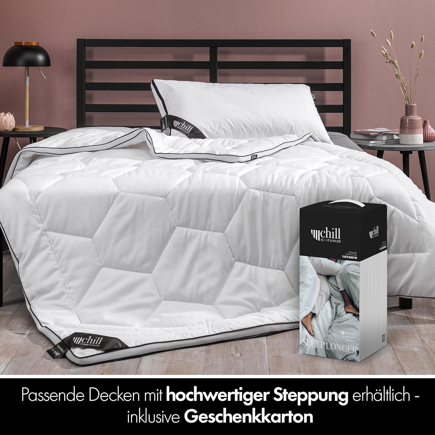 Kissen 80 x 80 cm – 2-in-1-Design – Kissen im Kissen – großes, atmungsaktives und waschbares Schlafkissen und 100 % vegan – 2 Kissen, 3 Optionen – Kissen mit 600 g und 1200 g Füllung. Naty Shop Standard-Kissen