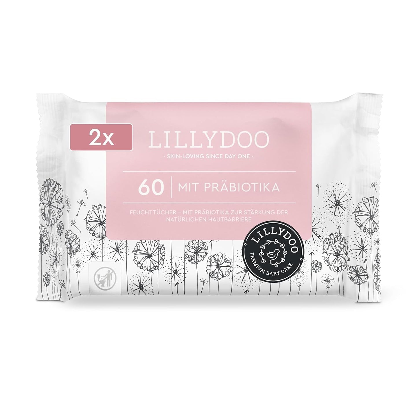 Grüne Feuchttücher von LILLYDOO, 600 Stück (10 x 60), 100 % plastikfrei, reißfestes Tuch – parfümfrei, sanft und natürlich, sanfte Reinigung für empfindliche Haut, dermatologisch getestet