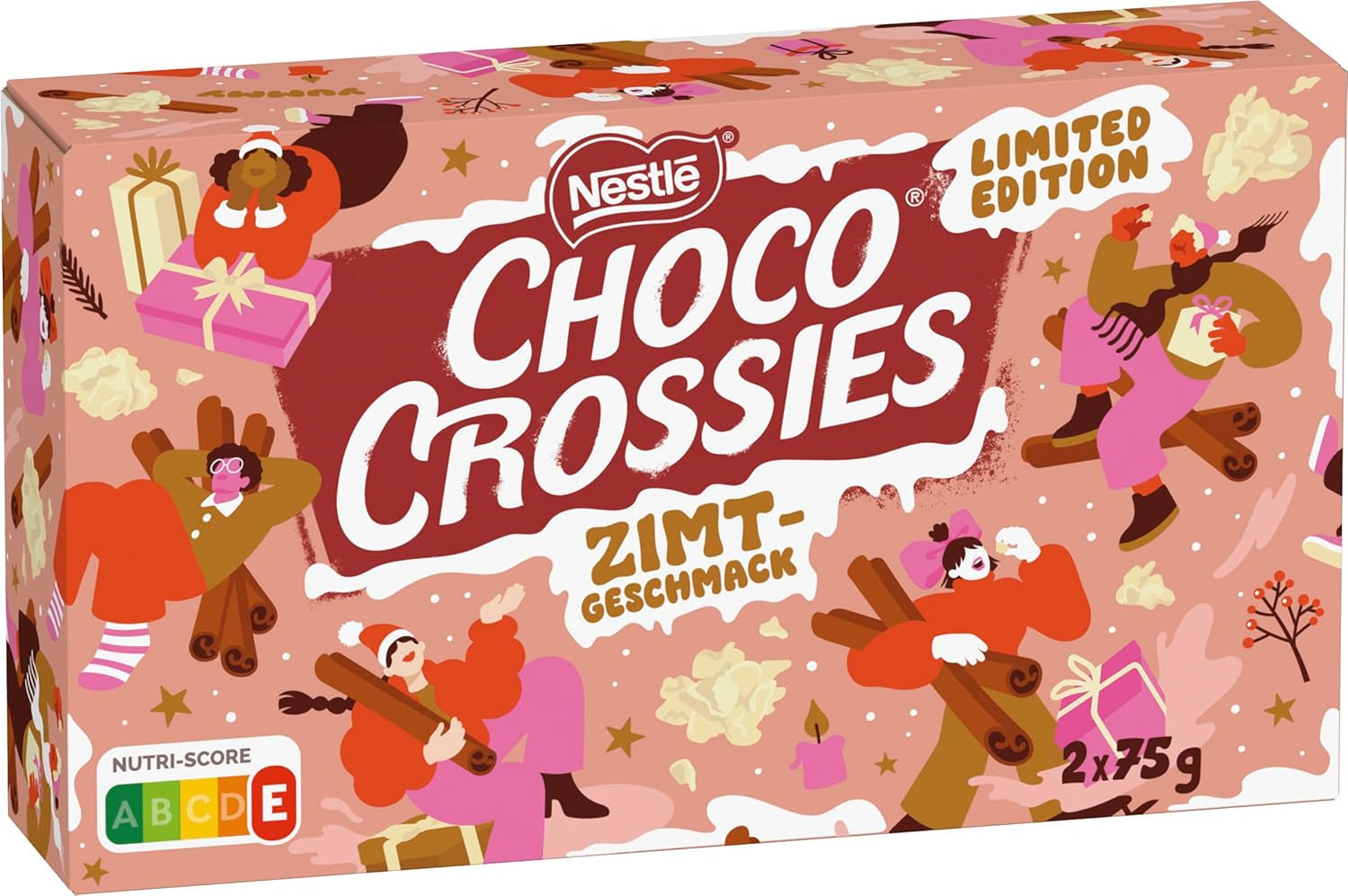 Leichte, knusprige Zimtflocken und knusprige Mandeln von Nestlé, überzogen mit einer zartschmelzenden weißen Glasur und Zimtgeschmack, 4er-Packung (je 2 x 75 g)