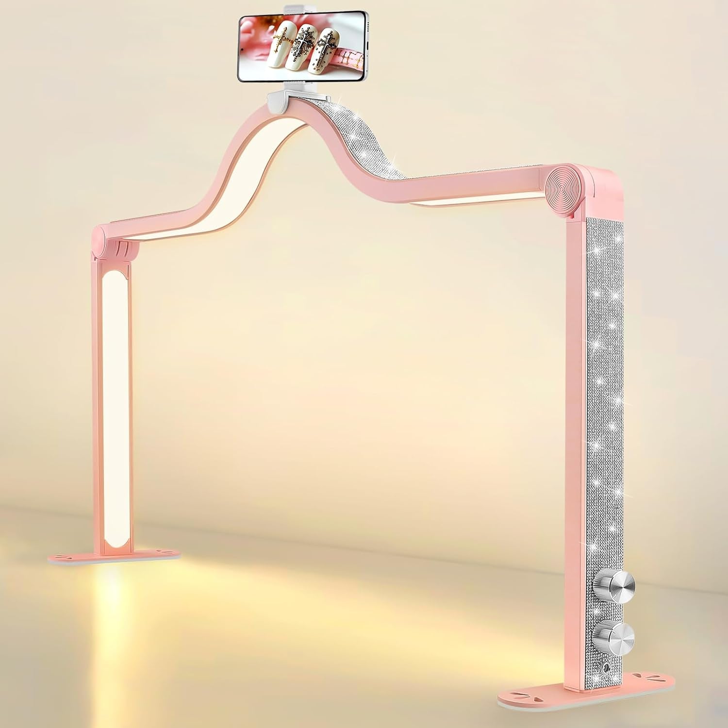 Kalolary Lampadaire, Lash Lumière Pour Extensions De Cils Regglable À 360°, 3000K-6000K Halbmondlampe, Lamp De Beauté (Halbmondlampe)