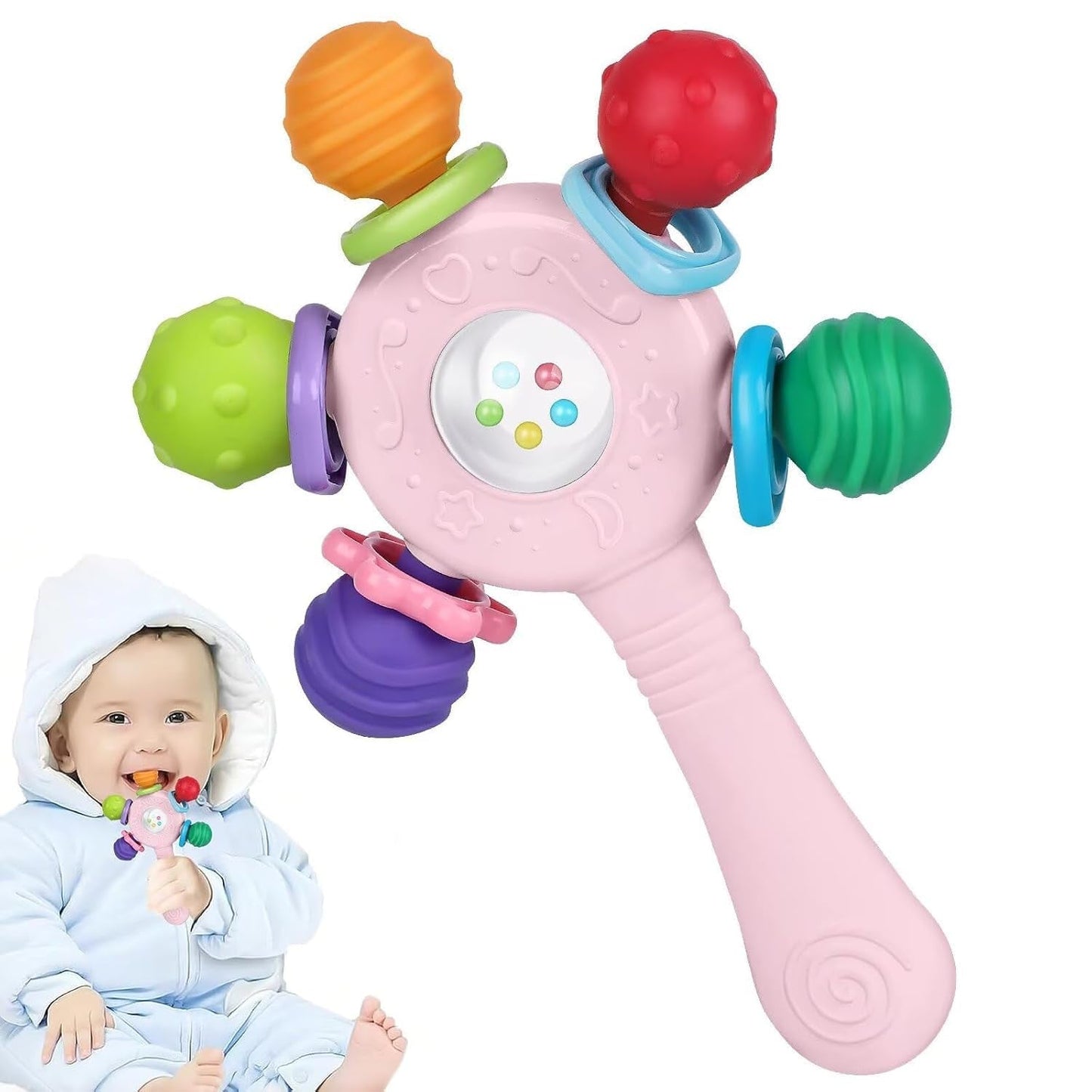 Baby-Beißringe in Lebensmittelqualität – BPA-frei, erstickungssicheres Design, verstärkter Griff, geeignet für Hör- und Zahnentwicklung, ideal für Babys von 0–36 Monaten (weiß)