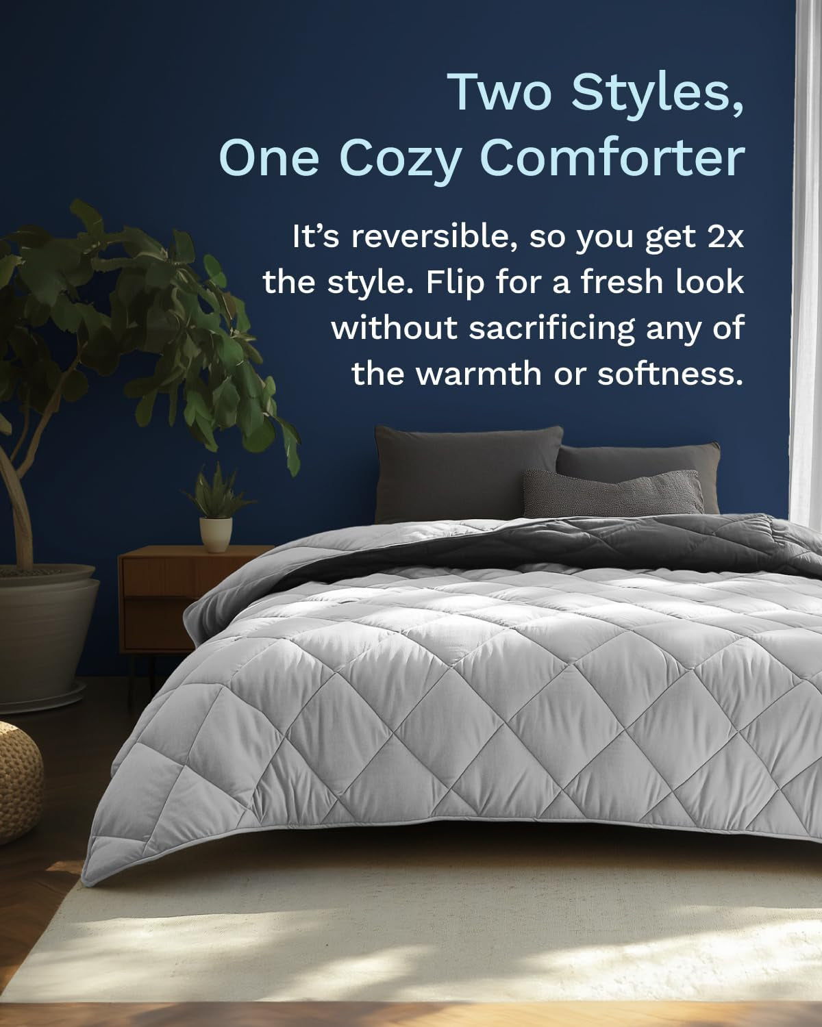 All Seasons Twin/Twin XL Daunen-Wende-Alternative-Bettdecke – atmungsaktiv, extra lang, hochwertige, weiche Mikrofaser – grauer Bettbezug-Einsatz. Quilts & Quilts Naty Shop