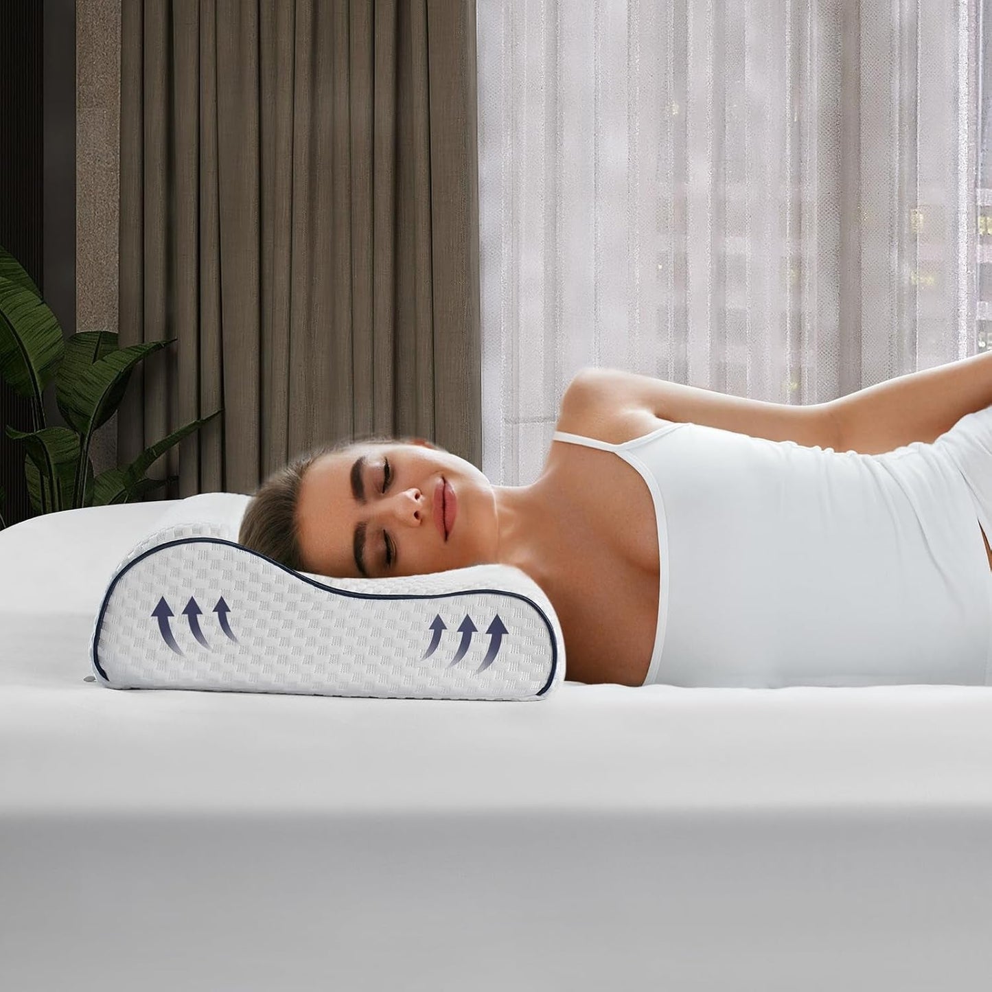 Z-Hom Nackenstützkissen, Memory-Schaum-Kissen, Seitenschläferkissen, ergonomisches Kissen, Anti-Schnarch-Kissen, orthopädisches Schlafkissen, abnehmbarer Bezug (49 x 30 x 7/10 cm). Orthopädische Halskissen von Naty Shop