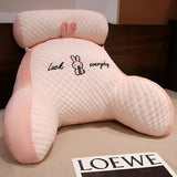 Lesekissen mit Armlehnen, Rückenkissen für Bett, Sofa, extra großes Rückenkissen für Erwachsene zum Lesen mit abnehmbarer Nackenrolle (Samtrosa, 70 x 50 cm)