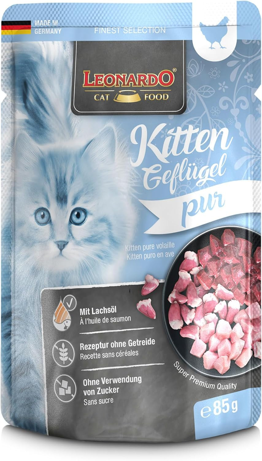 LEONARDO Fresh Pouches [16 x 85g Nassfutter für Katzen, getreidefrei] | Komplettes Nassfutter in Einzelbeuteln