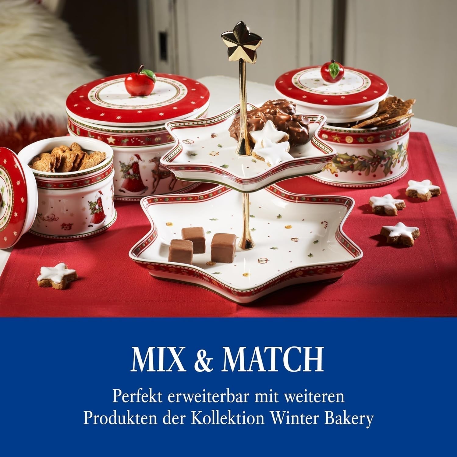 Villeroy & Boch – Winter Bakery Delight Kleine Aufbewahrungsbox, Keramik-Weihnachtskeksbox, Weihnachtsbox, Plätzchenbox, Plätzchenbox, Keramikbox mit Deckel, Süßigkeiten-Aufbewahrung, Premium-Porzellan-Lebensmittel-Aufbewahrungsboxen Naty Shop