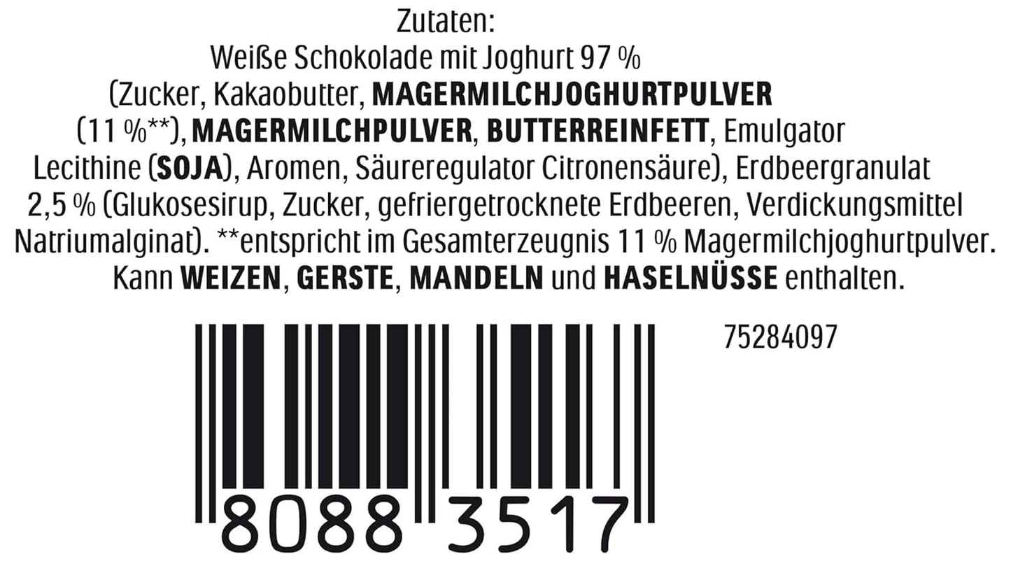 Osterhase mit Joghurt 75g – Schokohase zu Ostern – Weiße Schokolade mit Joghurt und fruchtigen Erdbeerstückchen – Schokohase zu Ostern und Osterkörbchen – Schokoladengeschenk – Ostergeschenk