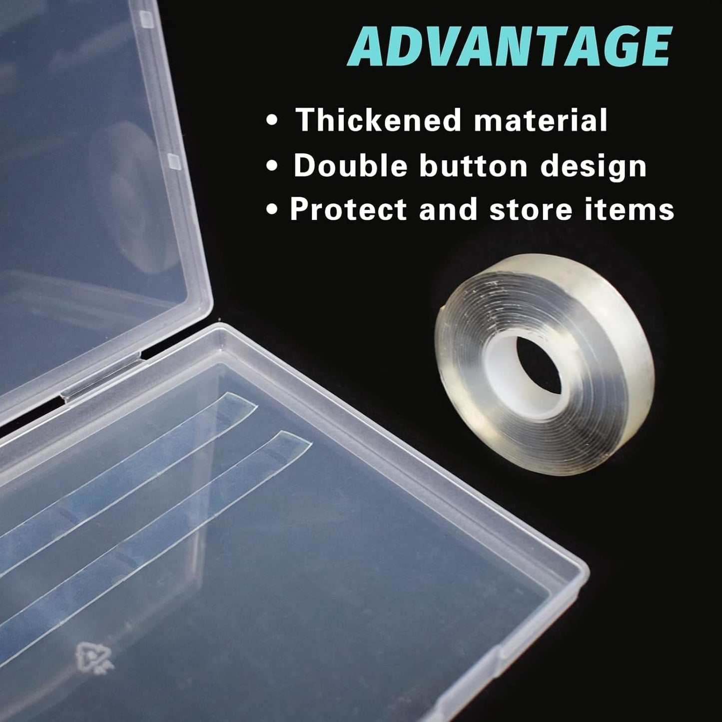 2 Stück 30 cm doppelseitiges Klebeband, Aufbewahrungsbox für künstliche Nägel, transparente rechteckige Box, Kunststoffverpackungsboxen, Nagelspitzenbehälter, künstliche Nägel, 21,8 x 15,5 cm
