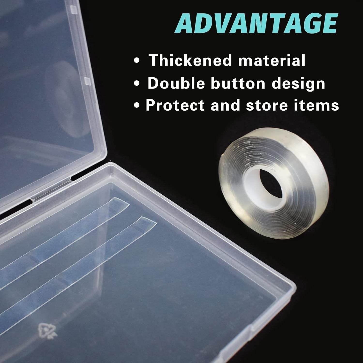 2 Stück 30 cm doppelseitiges Klebeband, Aufbewahrungsbox für künstliche Nägel, transparente rechteckige Box, Kunststoffverpackungsboxen, Nagelspitzenbehälter, künstliche Nägel, 21,8 x 15,5 cm