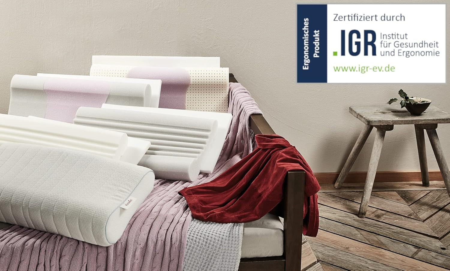 PARADIES Nackenkissen 40 x 80 cm – Revita ergonomisch – IGR-zertifiziert, ergonomisches Nackenstützkissen, Höhe: 10 cm, orthopädische Nackenkissen, Naty Shop