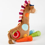 SIGIKID 42863 Giraffe XXL Babyspielzeug, PlayQ Lernspielzeug, Plüschtier mit Beißring, Rassel, Spiegel, quietschend, für Babys und Kinder ab 3 Monaten, Mehrfarbig/Giraffe 72 cm, Toys Bebe Naty Shop