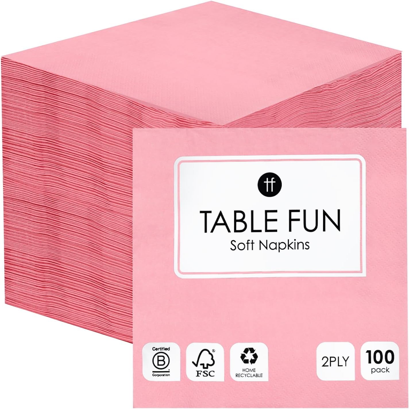 Table Kind 100 weiße weiche Servietten in Großpackung, hochwertige Servietten für Party, Catering und den täglichen Gebrauch, FSC, nachhaltig und recycelbar, hergestellt in der EU | 2-lagig | 33 cm