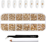 Beadsland 2500 Stück Glas Nailart Strasssteine ​​​​Kristall Flatback Edelsteine ​​​​Runde, ​​Für Handwerk Gemischt 8 Größen SS4 ~ SS30 Mit Picking Pinzette Und Stift (Kristall Weiß)