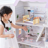 Teamson Kids Olivia's Little World Riesenpuppenhaus mit 16 Puppenzubehörteilen, Puppenhaus aus Holz mit Möbeln, 3-stöckig, 30 cm großes Puppenhaus für Kinder ab 3 Jahren