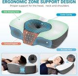 Elviros orthopädisches Kissen aus Memory-Schaum, Nackenschmerzkissen, Schlafkissen, ergonomisches Nackenkissen, Nackenstützkissen, Anti-Schnarch-Kissen für Seitenschläfer, Bauchschläfer, weiß, orthopädische Nackenkissen, Naty Shop