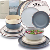 SÄNGER Bombay Moonlight | 12-teiliges Keramik-Geschirrset für 4 Personen, 4 Speiseteller, 4 Dessertteller, 4 Schüsseln, verschiedene Farben | DIE VALUE-KOLLEKTION