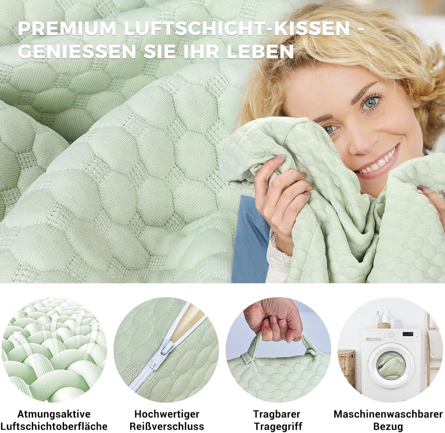 KINDER Verstellbares Keilkissen, hochdichtes Schaumstoff-Lesekissen für Bett und Couch, ergonomisches Bettkeil-Kopfkissen für Schlaf-Reflux-Apnoe, Beinkissen/Rückenkissen zum Spielen und Lesen (grün)
