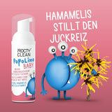 PopoLino Baby-Schaumstoff mit weicher Unterseite anstelle nasser Babytücher. Veganer und natürlicher kosmetischer Reinigungsschaum! Poschaum mit Aloe Vera, Hamamelis, Bergamotte und Vitamin E. Macht Po und Umwelt glücklich.
