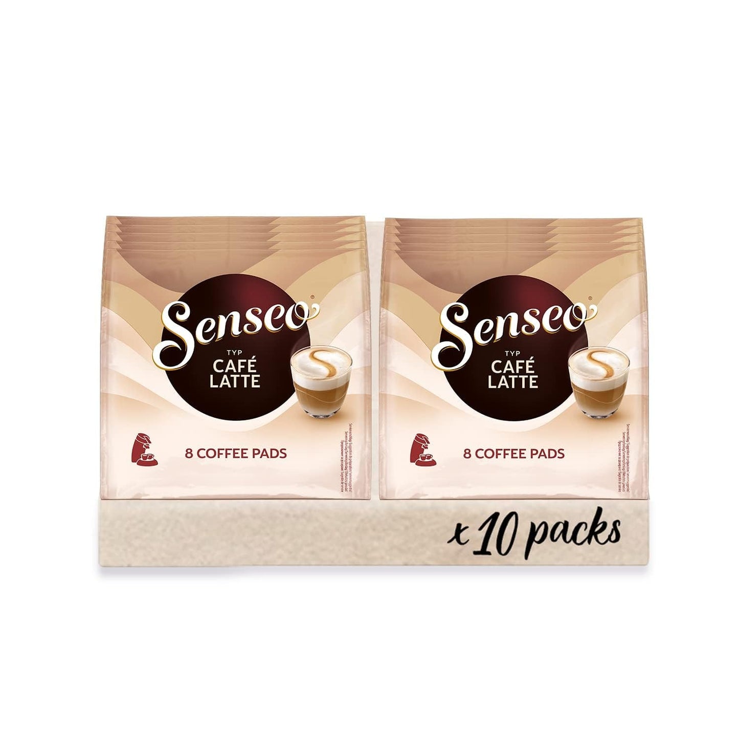 Senseo Pads Café Latte, 10 x 8 Getränke, 80 Kaffee Pos, inklusive Senseo Pad Dose