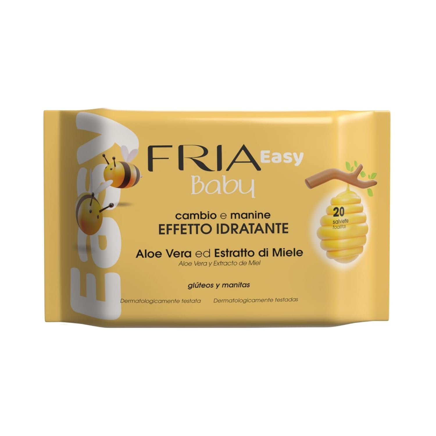 Easy Baby Feuchttücher mit Aloe Vera und Honigextrakt, feuchtigkeitsspendend für die Haut, dermatologisch getestet, Packung mit 20 Tüchern
