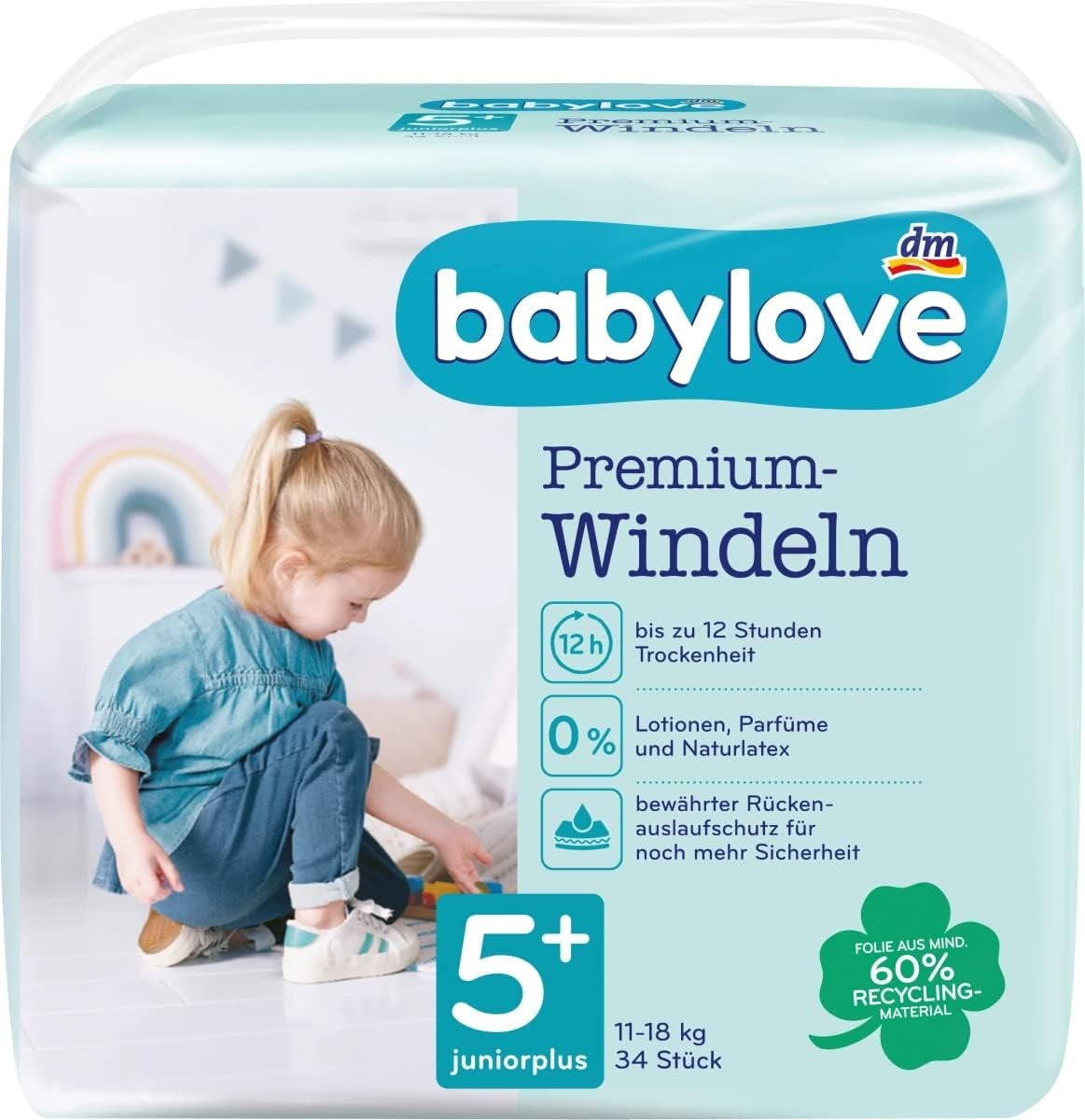 Windeln Premium Active Plus Größe 5+, Junior Plus 13-27 kg, 1 x 34 Stk.
