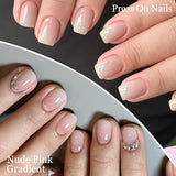 120 Stück nackte rosa künstliche Nägel mit Nagelkleber – 12 Größen kurze, ovale, quadratische Nägel zum Aufdrücken – schöne Nägel, zum Aufkleben auf künstliche Nägel – geeignet für DIY-Nageldesign für Frauen (Squaval Pink Gradient)