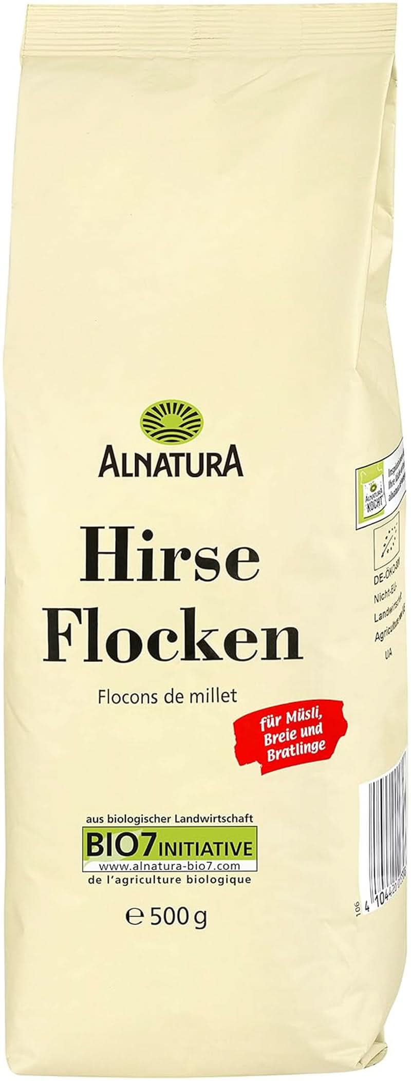 Bio-Hirseflocken, 500 Gramm Cereale Naty Shop