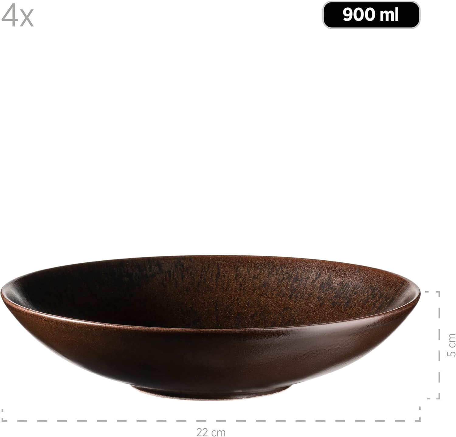 MÄSER Bronze Metallic 12-teiliges Tafelservice für 4 Personen mit eleganter und glänzender Glasur. Speiseteller-Set bestehend aus Speiseteller, Speiseteller und Dessertteller aus hochwertiger Keramik, Steinzeug, Braun