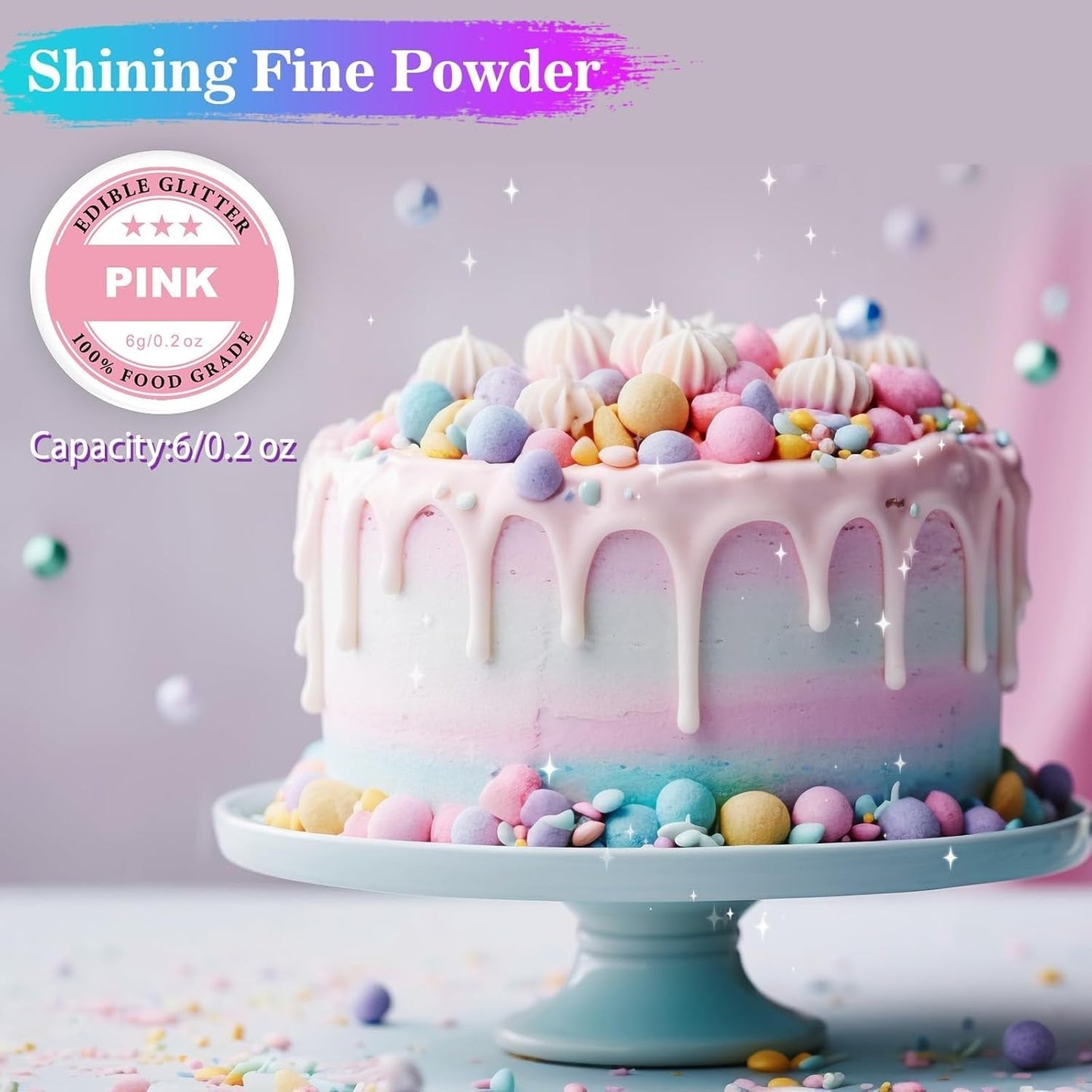 Essbarer Glitzer – 6 g Lebensmittelfarbpulver für Schokolade, Erdbeere, Muffins, Kuchen, Fondant (Gold)