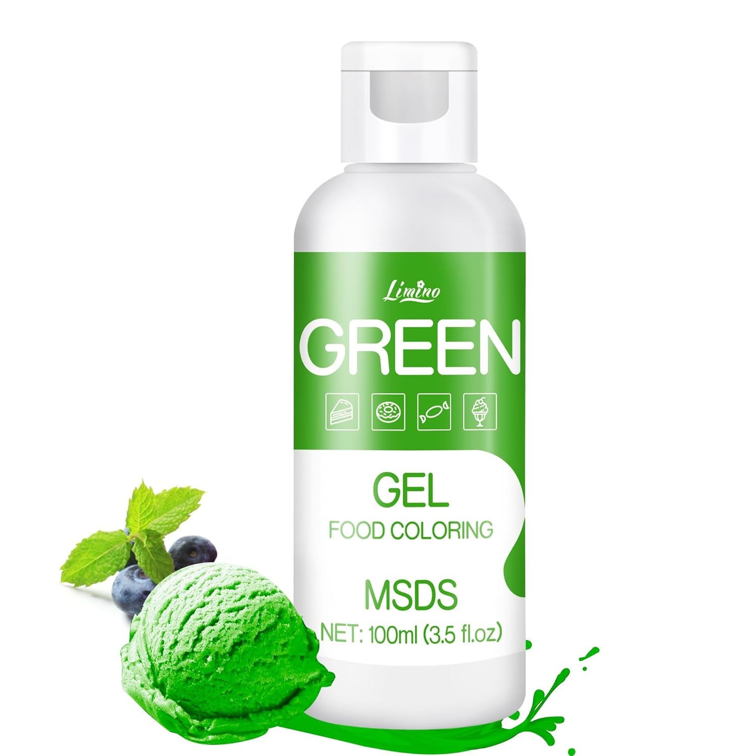 Gel-Lebensmittelfarbe – 100 ml, Gel-Lebensmittelfarbe für Kuchen, Backen, Kekse, Makronen – konzentrierte zuckerfreie Lebensmittelfarbe für Kuchendekoration, Getränke, Ostereier, DIY Schleim (weiß)