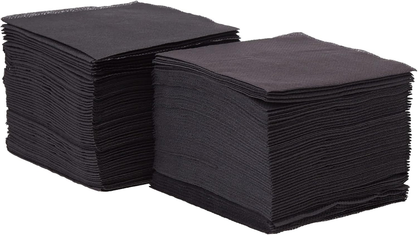 Saten Ser22104961 Coktail-Serviette, 20 x 20, 2-lagig, 1/4-Faltung, 100 Servietten, Punta-Punta, Schwarz