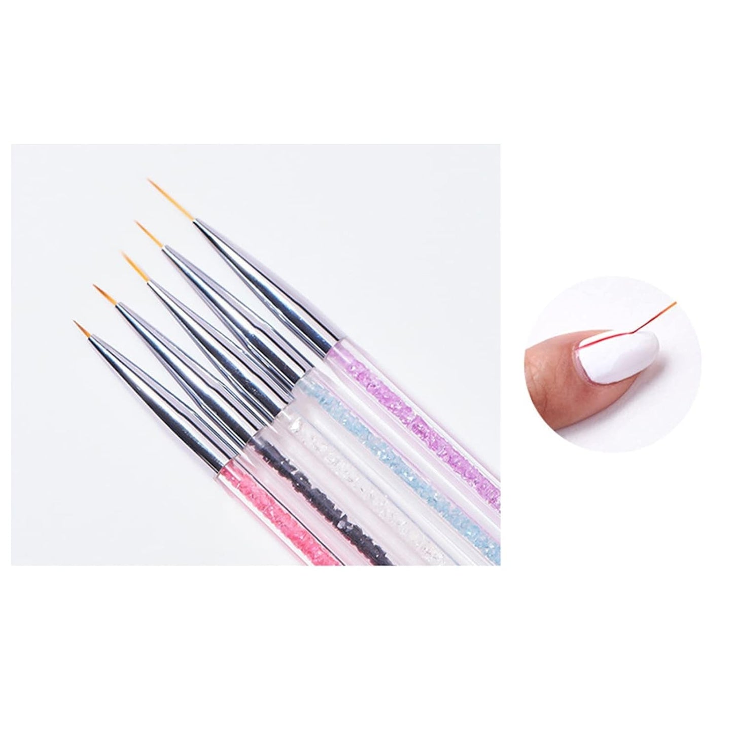 5 Stück Nagel Pinsel Set, Nageldesign Pinsel, Nail Art Dotting Tools, Dual-Ended Professional Acryl Nail Art Pen für DIY Nail Art Design