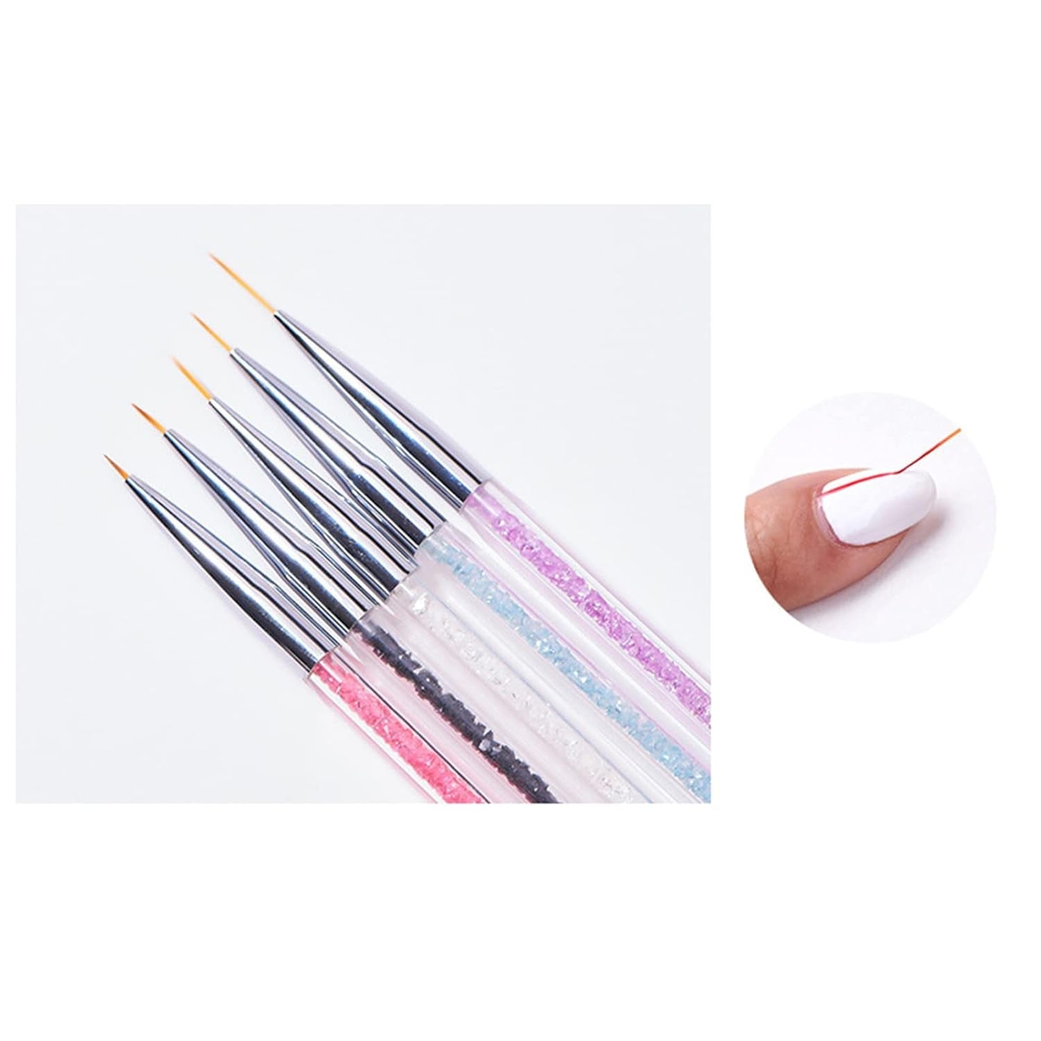 5 Stück Nagel Pinsel Set, Nageldesign Pinsel, Nail Art Dotting Tools, Dual-Ended Professional Acryl Nail Art Pen für DIY Nail Art Design