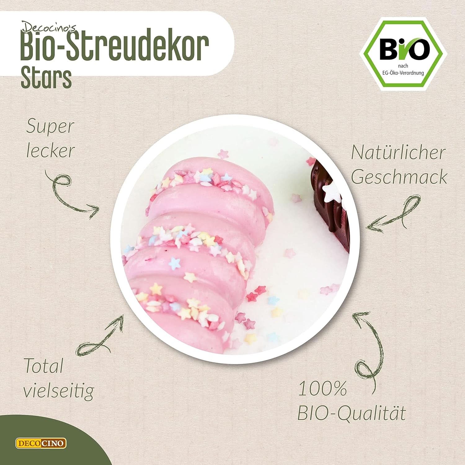 DECOCINO Bio-Streuselsterne, 50 Gramm Streusel Naty Shop