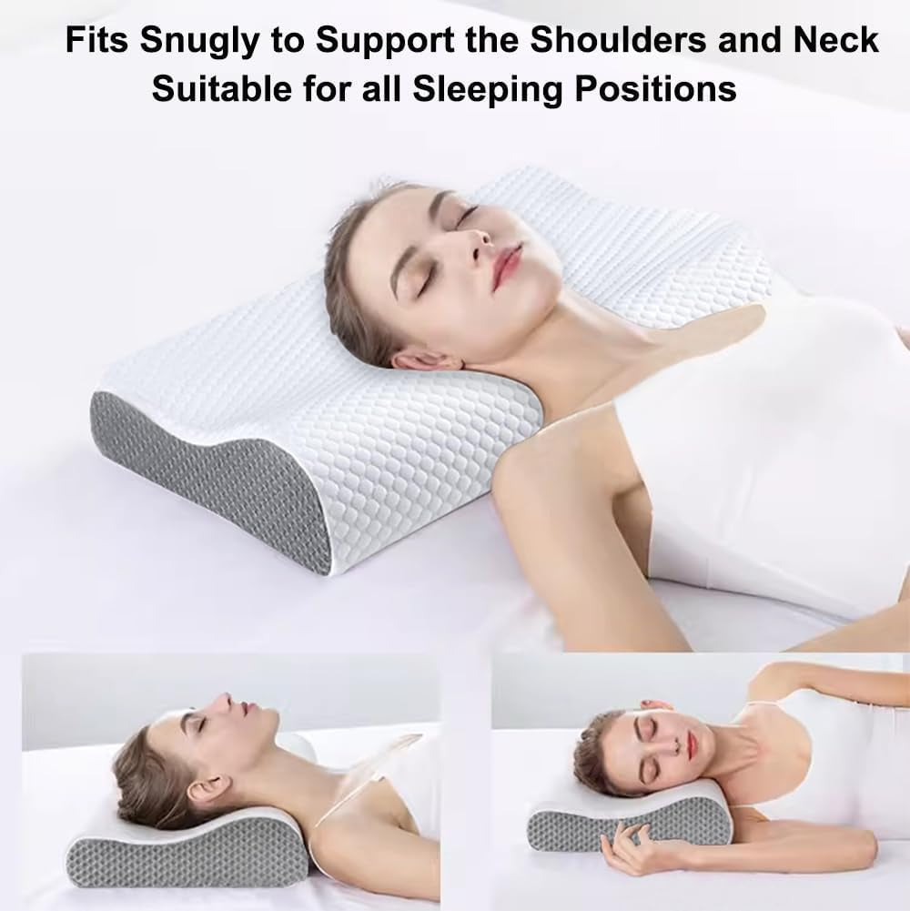 Ecosafeter Memory Foam Kissen Nackenstützkissen Ergonomisches Nackenkissen für verschiedene Schlafpositionen mit abnehmbarem Bezug Zervikale orthopädische Kissen Naty Shop