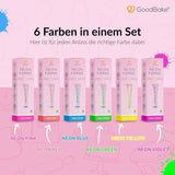 Goodbake Neonlebensmittelfarben 6 Farben Set – Intensive Lebensmittelfarbe – Lebensmittelfarbpaste – Zum Einfärben von Torten, Fondant, Buttercreme Uvm. – 100 % veganer Naty Shop