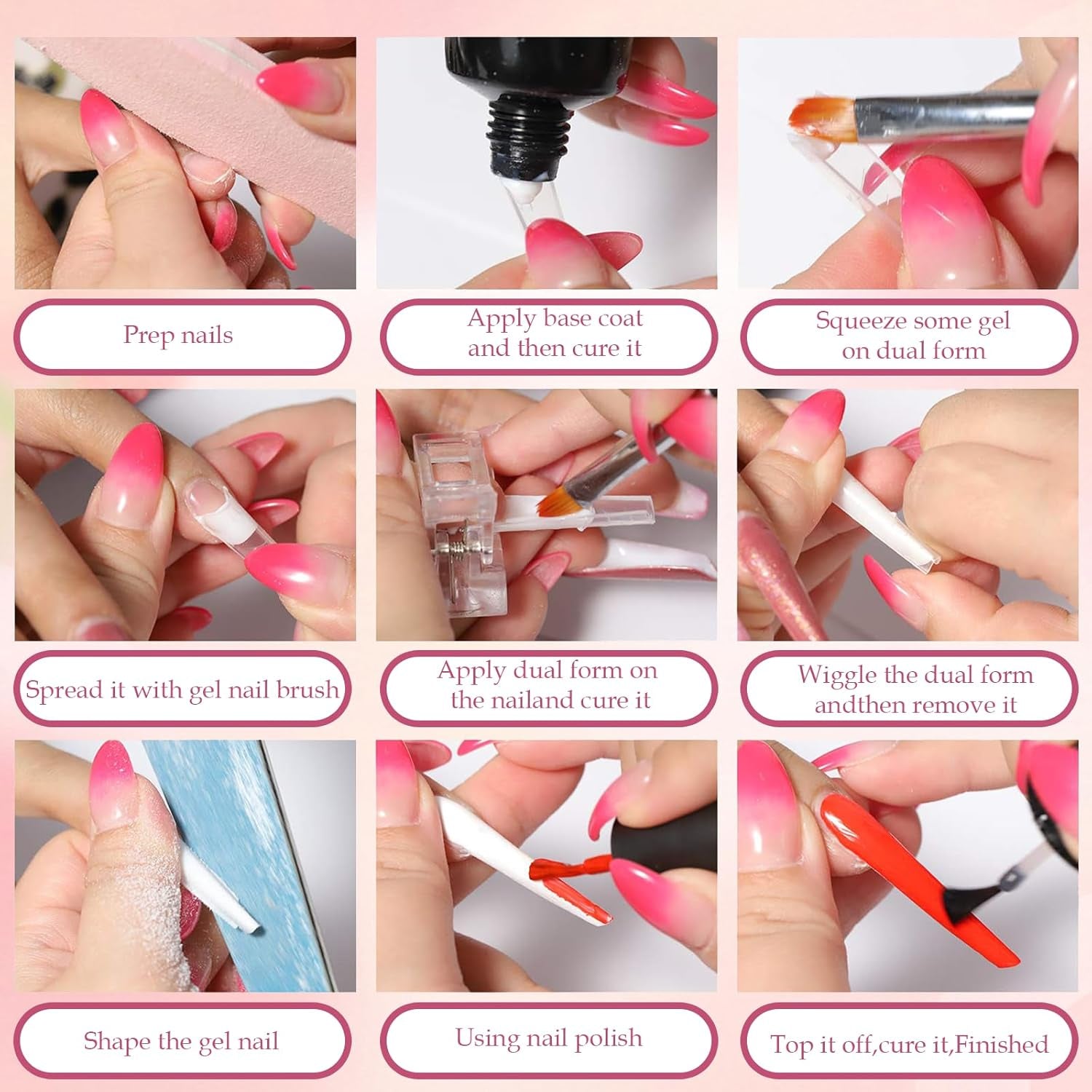 288 Dual-Nagelformen-Set, Dual-Shape-Nagelkunst-Set, 12 Nagelverlängerungsformen, Gel-Nagelformen, geeignet für Anfänger und Maniküristen