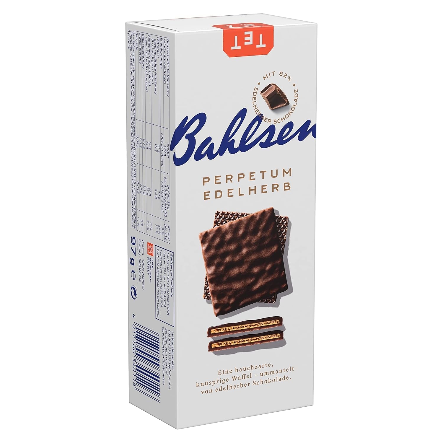 Bahlsen Perpetuum Edelherb – Edelherb Schokoladenwaffel (1 x 97 g) (4er-Pack)